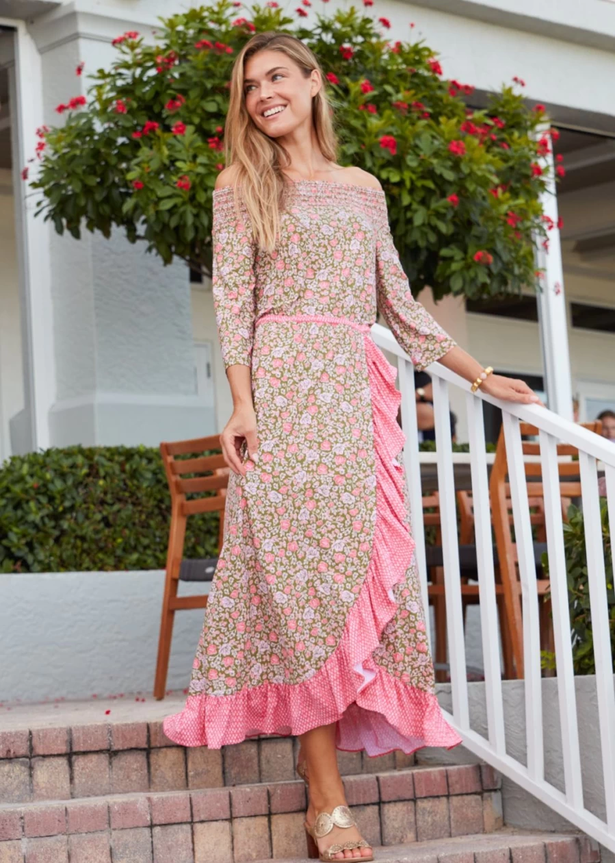 Cabana Life Women's Jetties Beach Off The Shoulder Flowy Maxi Dress for Summer